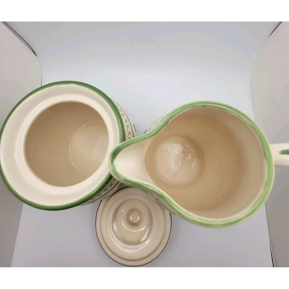 Pfaltzgraff Cottage Circle of Kindness Purple Tulip Sugar and Creamer Set